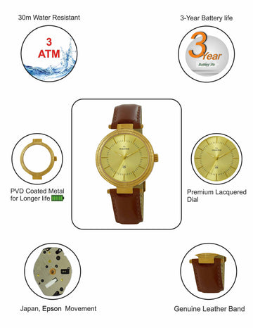 Maxima GOLD Women Gold Dial Analogue Watch - 61982LMLY